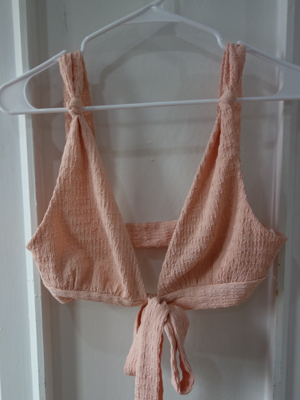White Fox Boutique Peach Tie-Front Crop Top